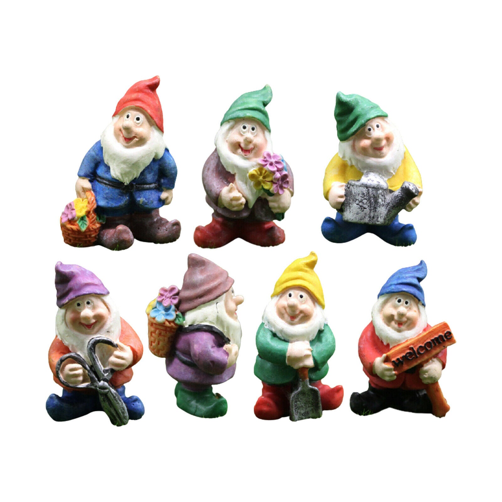7pcs Outdoor Gnomes Statue Fairy Gardens Decoration Micro Landscape Ornament