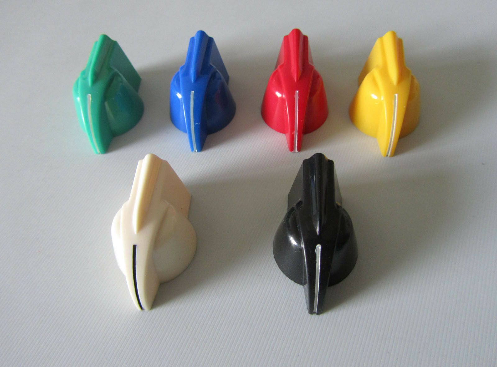 6 Blue Raised Chicken Head Knobs 1/4" Guitar AMP Effect Pedal Knobs Brass Insert