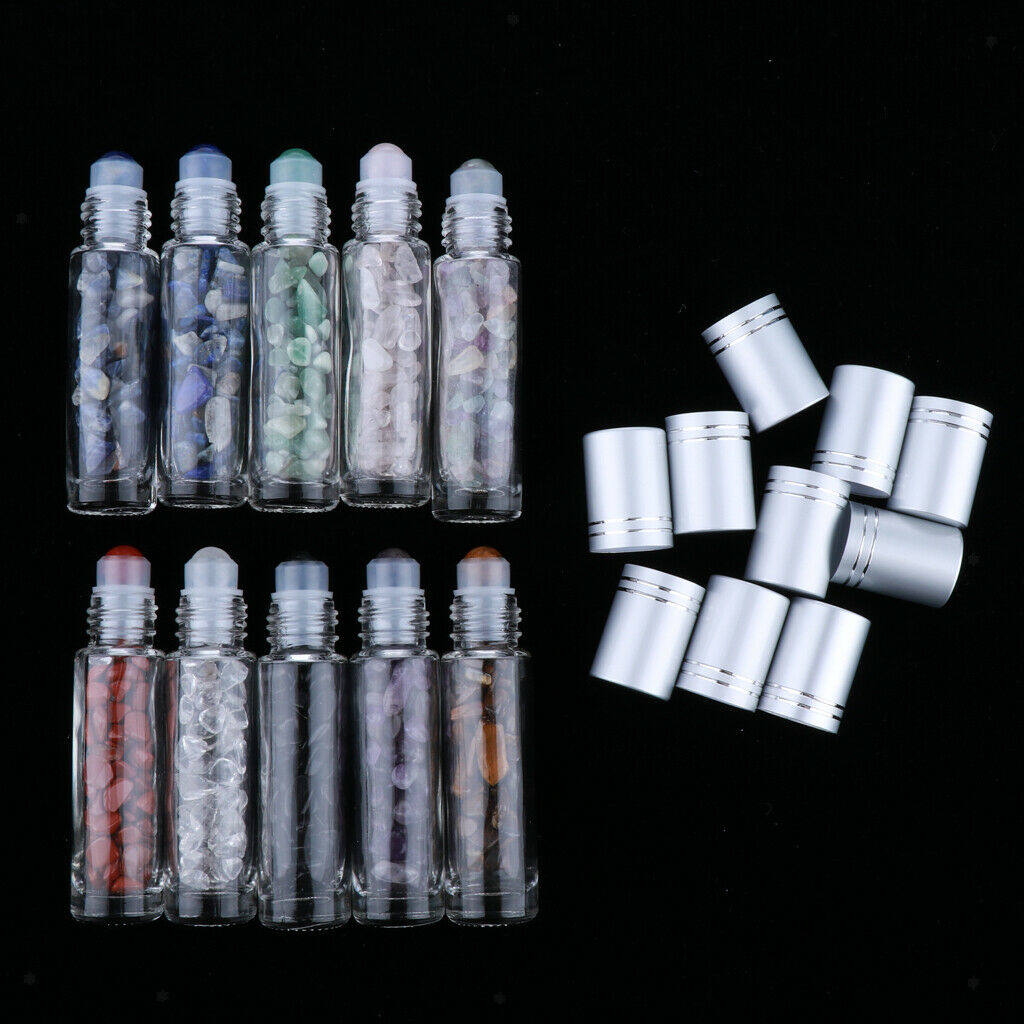 20 Pieces 10ml Glass Ball Bottles with Stone Beads