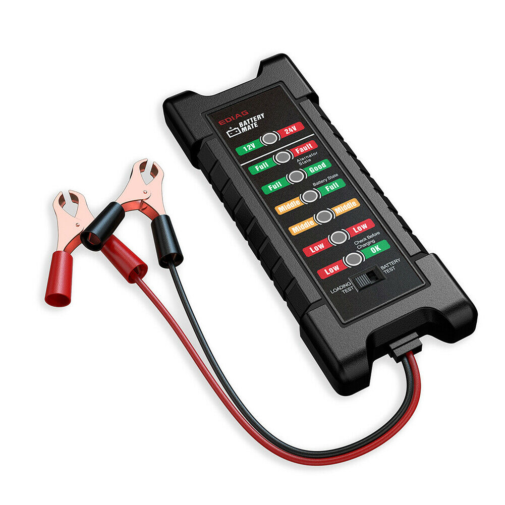 Car Battery Tester 12V/24V Digital Alternator 6 LED Light Auto Battery Analyzer