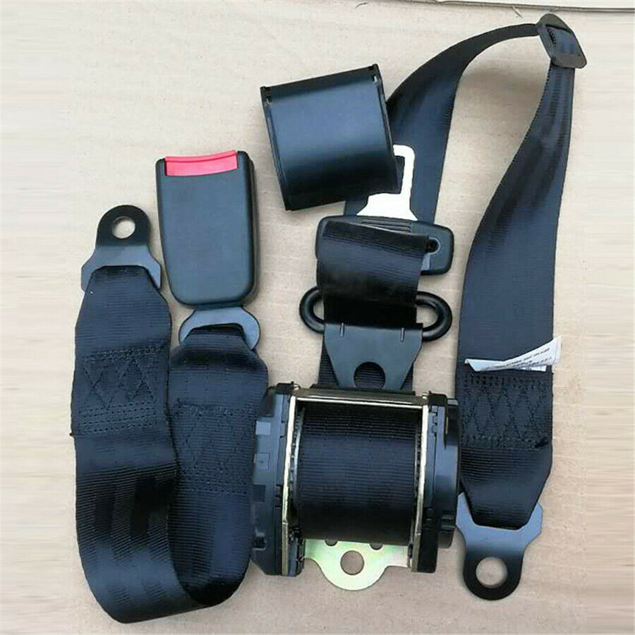 Car Seat Belt Black 3 Point Safety Travel Adjustable Retractable Auto Universal