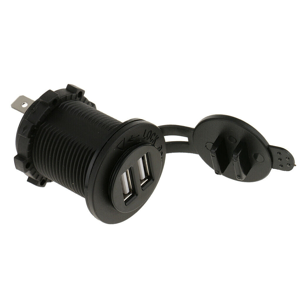 1XMotorcycle Car DC12V 4.2A Waterproof Dual USB Ports Charging Socket Outlet