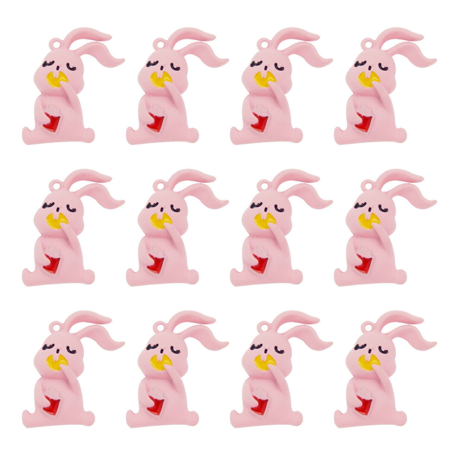 8PC Enamel 23x15mm Pink Rabbit Bunny Animal Pendant Charms for Bracelet Necklace