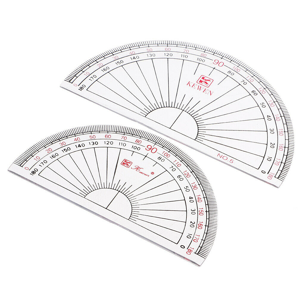 2 pieces acrylic 180 degree protractor school protractor semicircle 10 cm /