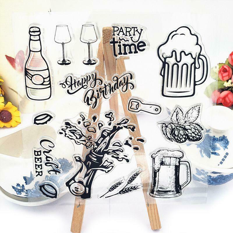 Champagne Beer Silicone Clear Seal Stamp DIY Scrapbooking Embossing Photo Album