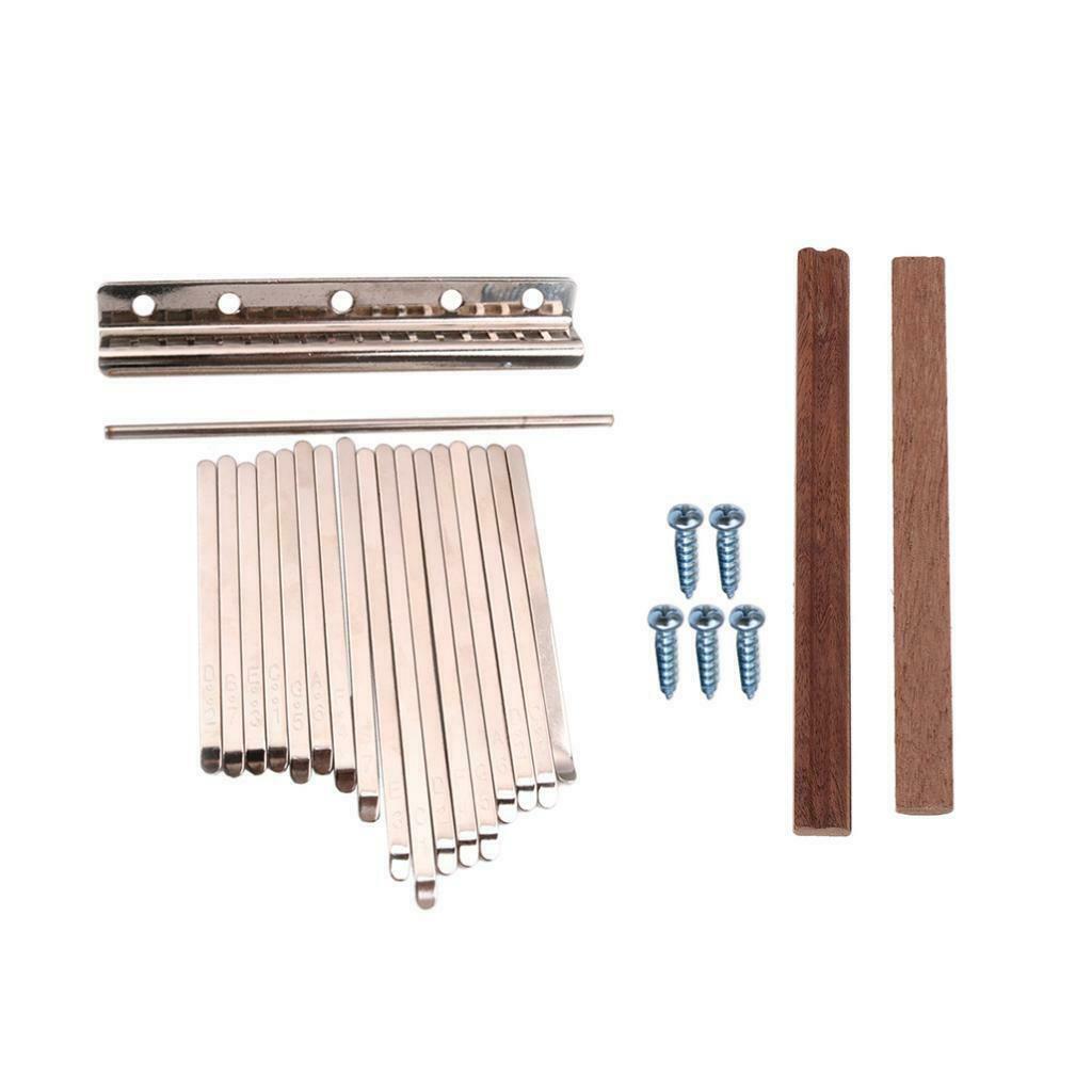 17 Pieces of Kalimba Steel Keys 2 Pieces of Beginners Wooden Bridge