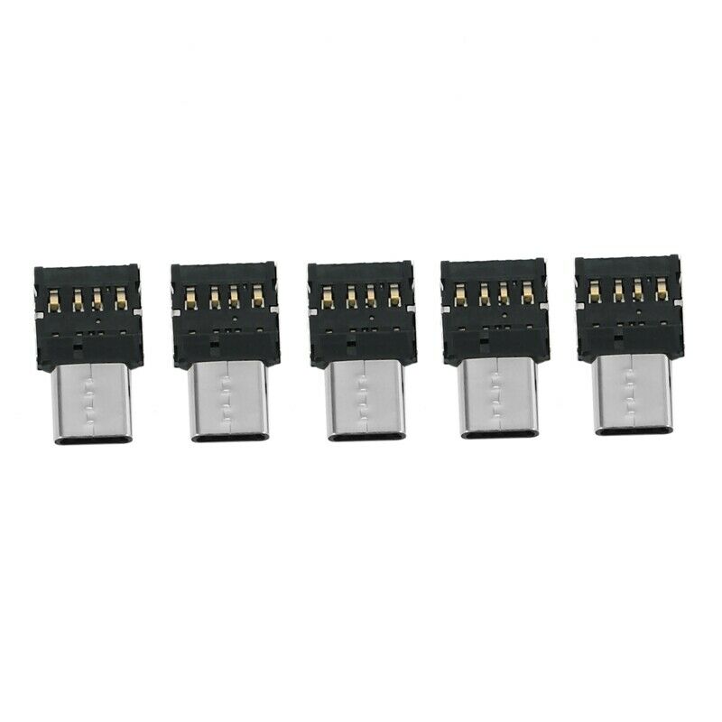 5pcs Ultra Mini Type-C USB-C to USB 2.0 OTG Adapter for Cell Phone Tablet & USH7