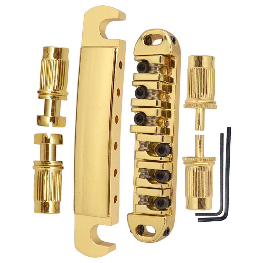 Electric Guitar Roller Saddle Bridge Set Stop Bar For Les Paul