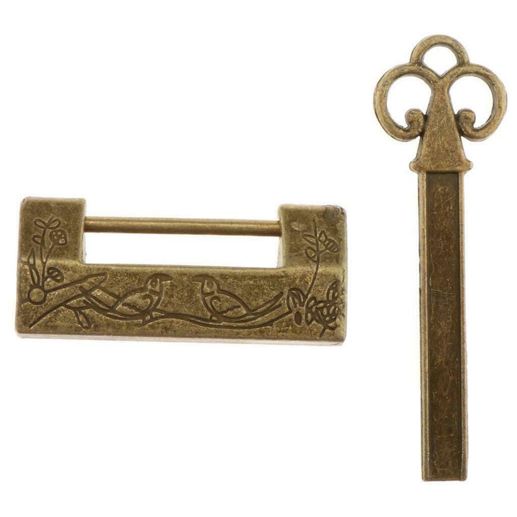 Chinese Ancient Padlocks with Keys Lock Key Set for Jewelry Box Flower Birds