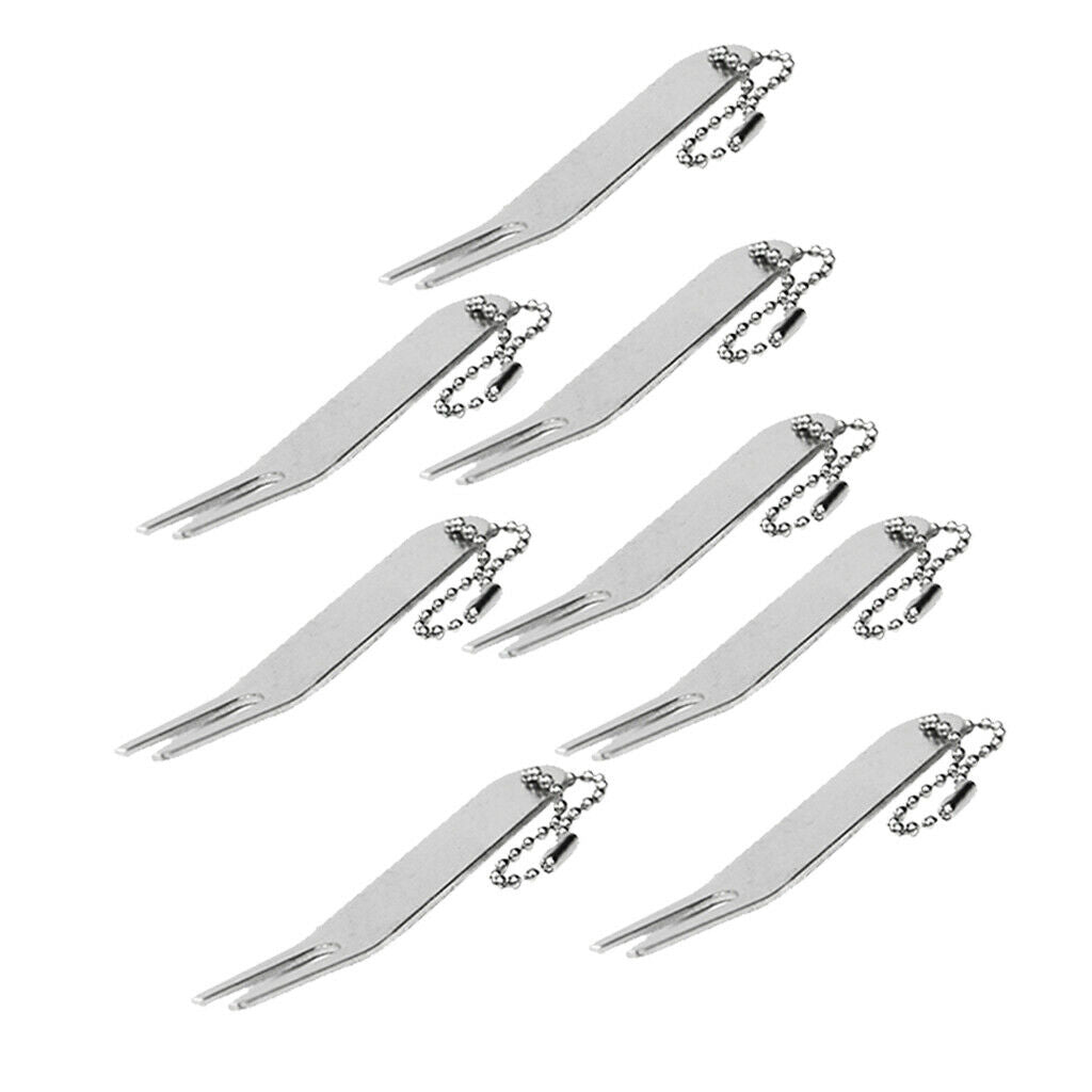 8x Curved Golf Fork Prongs Repairing Tool for Divot Green Pitch Repairing