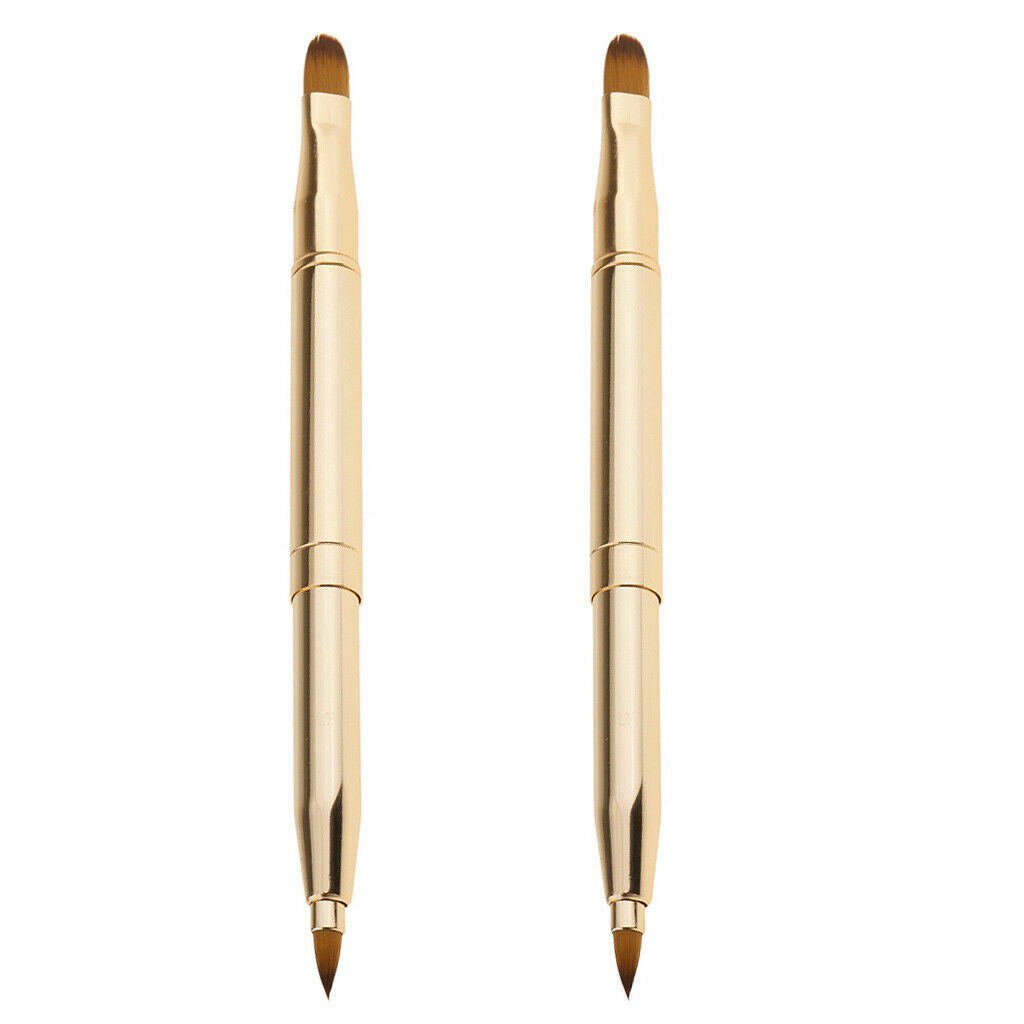 2x Retractable Lip Brush Double-headed Cosmetic Eyeshadow Makeup Applicators