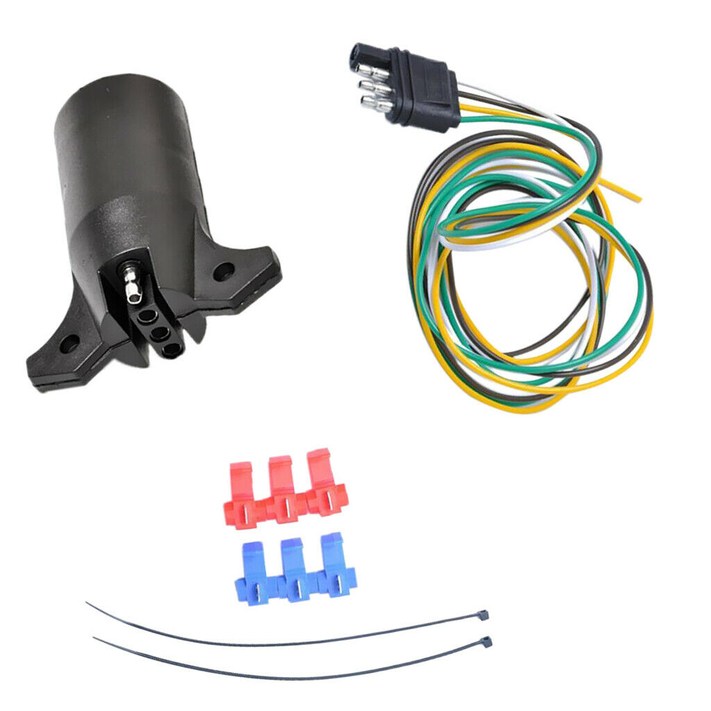 7 Pin to 4 Pin Trailer RV Light Connector Adapter Plug With Extension Cable