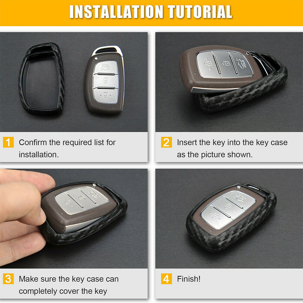 Silicone Carbon Fiber Smart Key Case Cover For Hyundai Sonata/Tucson/Elantra