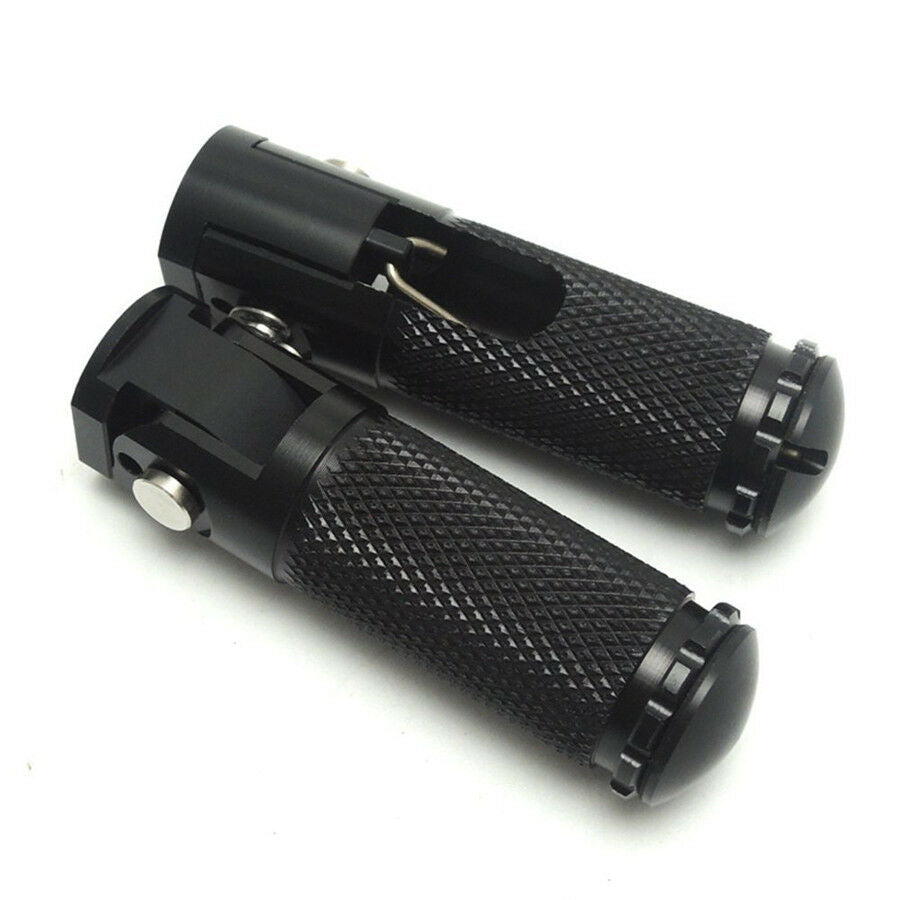 Universal Pair CNC Black Aluminum Motorcycle Folding Rearsets Footrest Footpeg