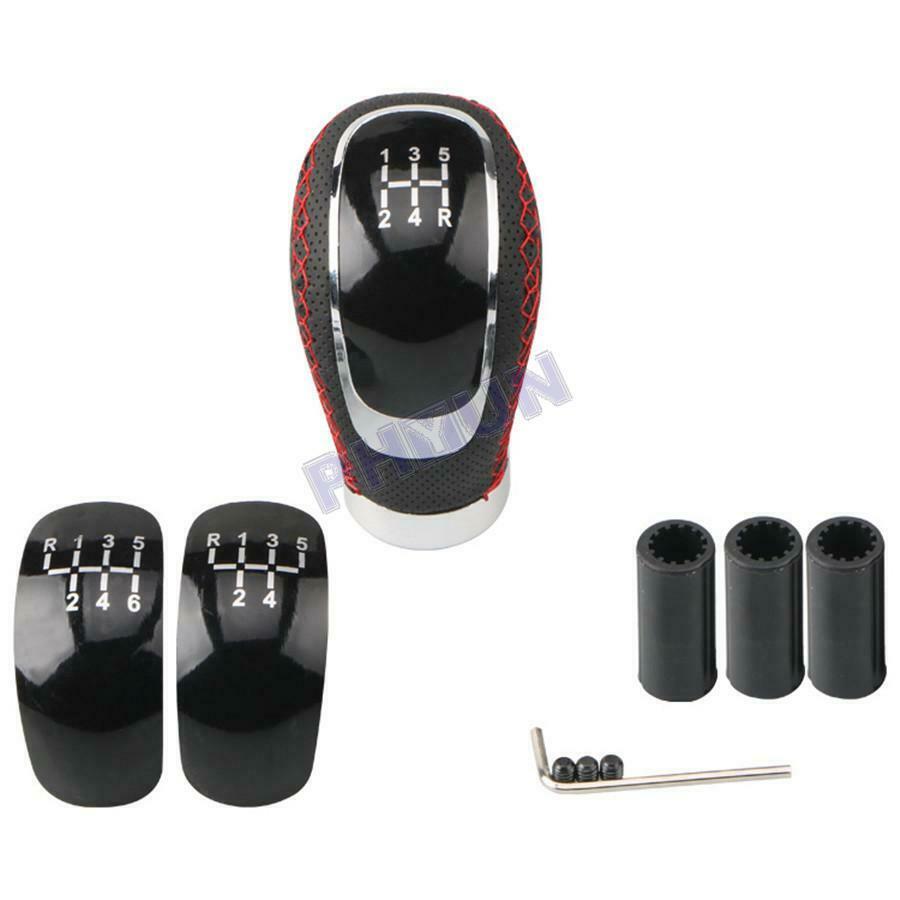Black PU Leather Car Gear Shift Knob Manual Shifter Lever w/ Cap Cover Universal