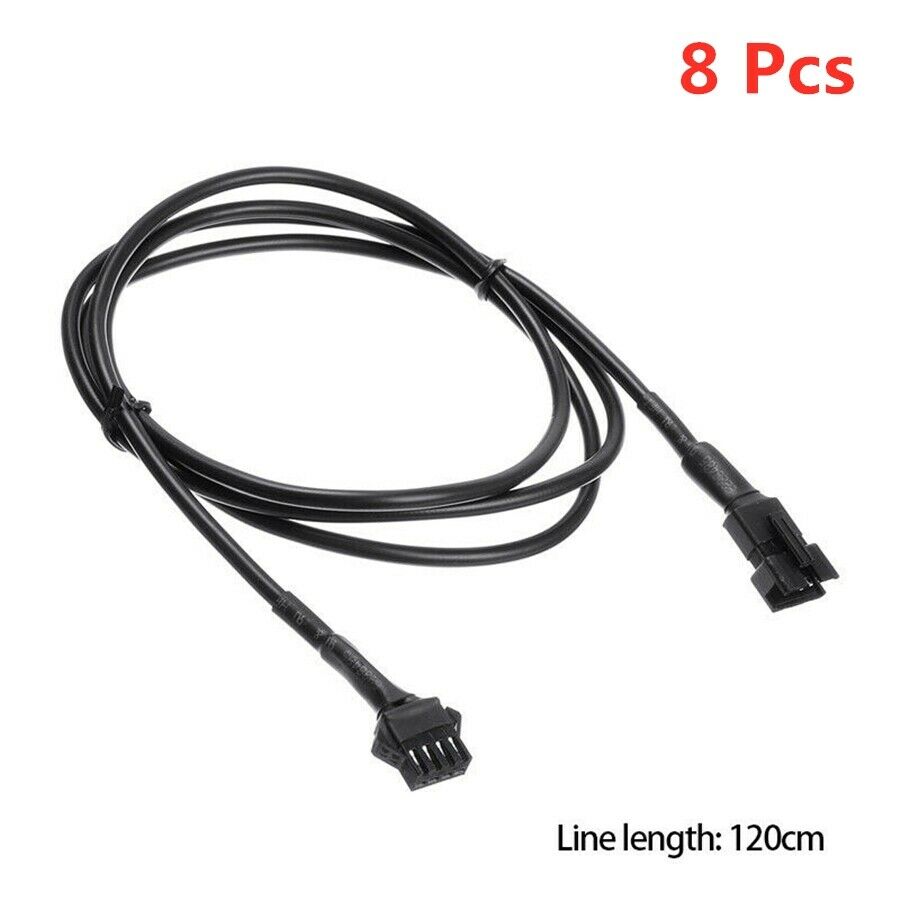 8 x 4Pin Waterproof 120cm Extension Wire Cable Connector For RGB LED Rock Lights