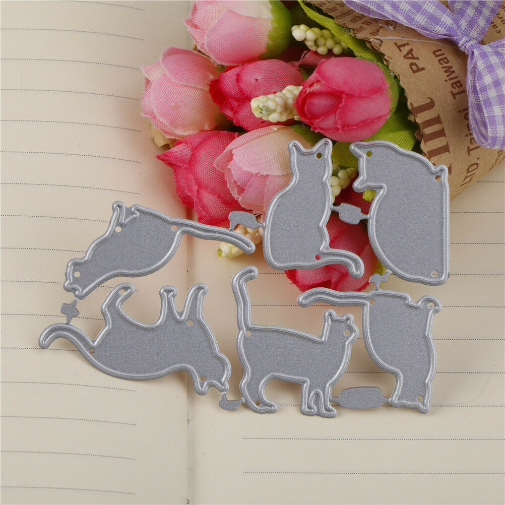 6pcs cat metal cutting dies stencil scrapbook paper cards craft embossin.l8