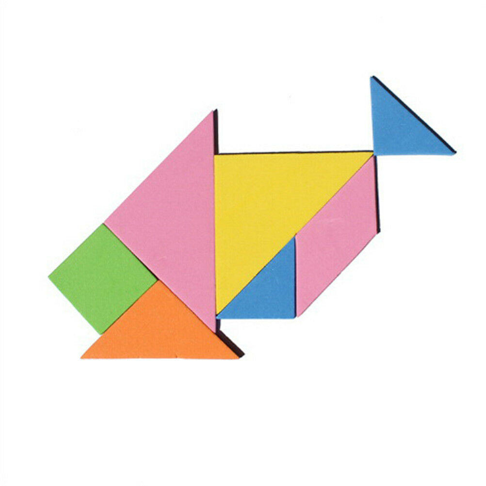 7 Piece Rainbow Color EVA Tangram DIY Foam Brain Puzzle Kids Educational T.l8