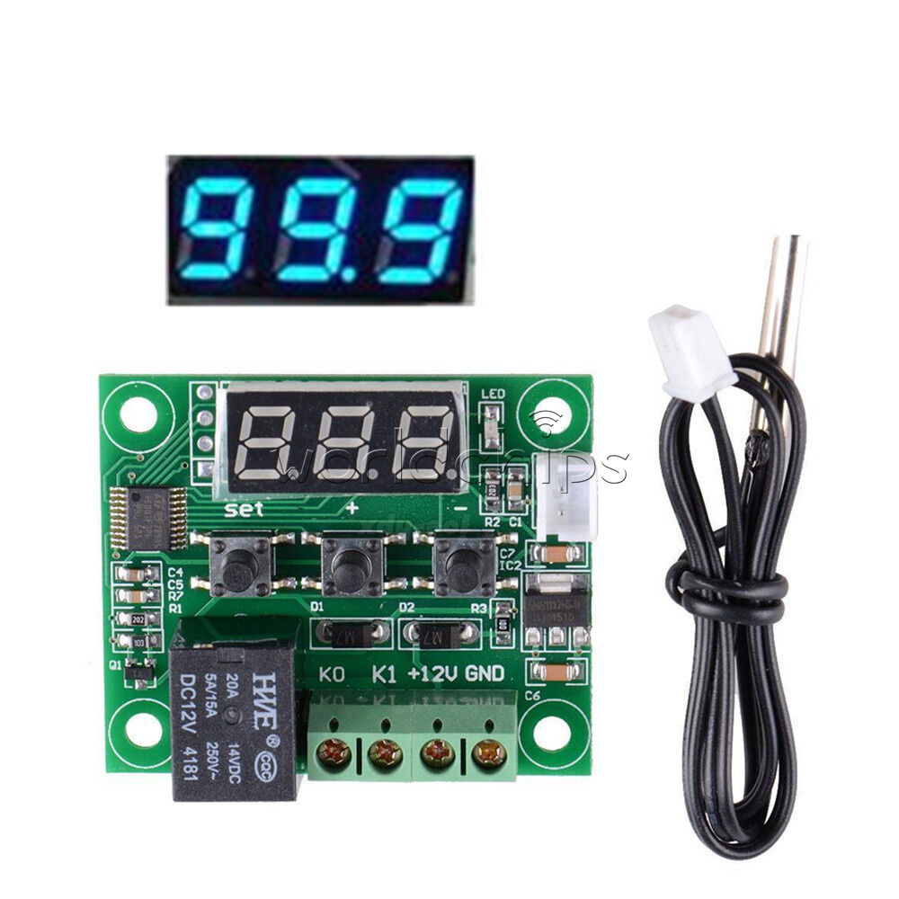 -50-110Â°C W1209 Blue Thermostat Temperature Control Switch Module 12V+Case