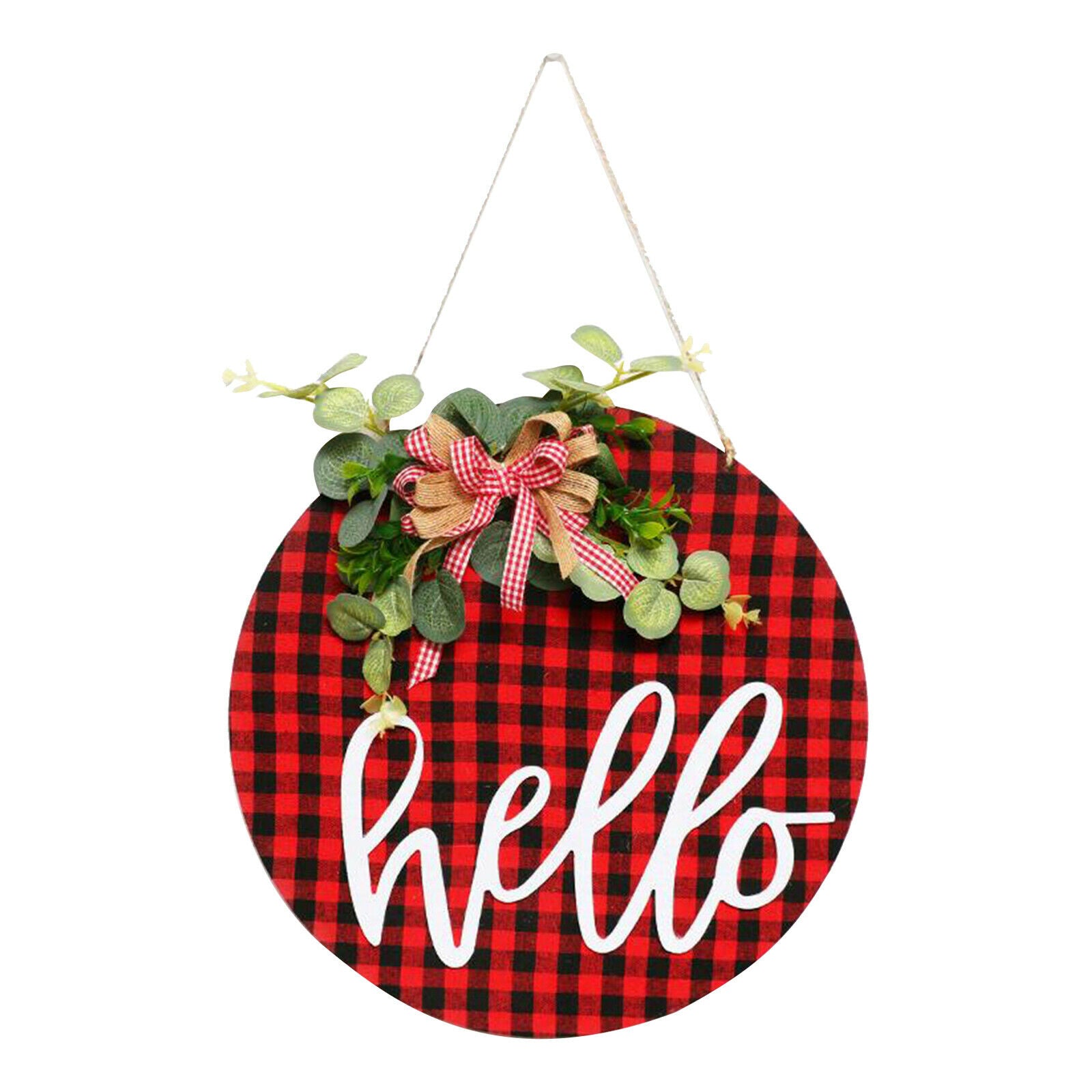 Easter Day Welcome Sign Rustic Front Door Hello Text for Farmhouse Porch Red and