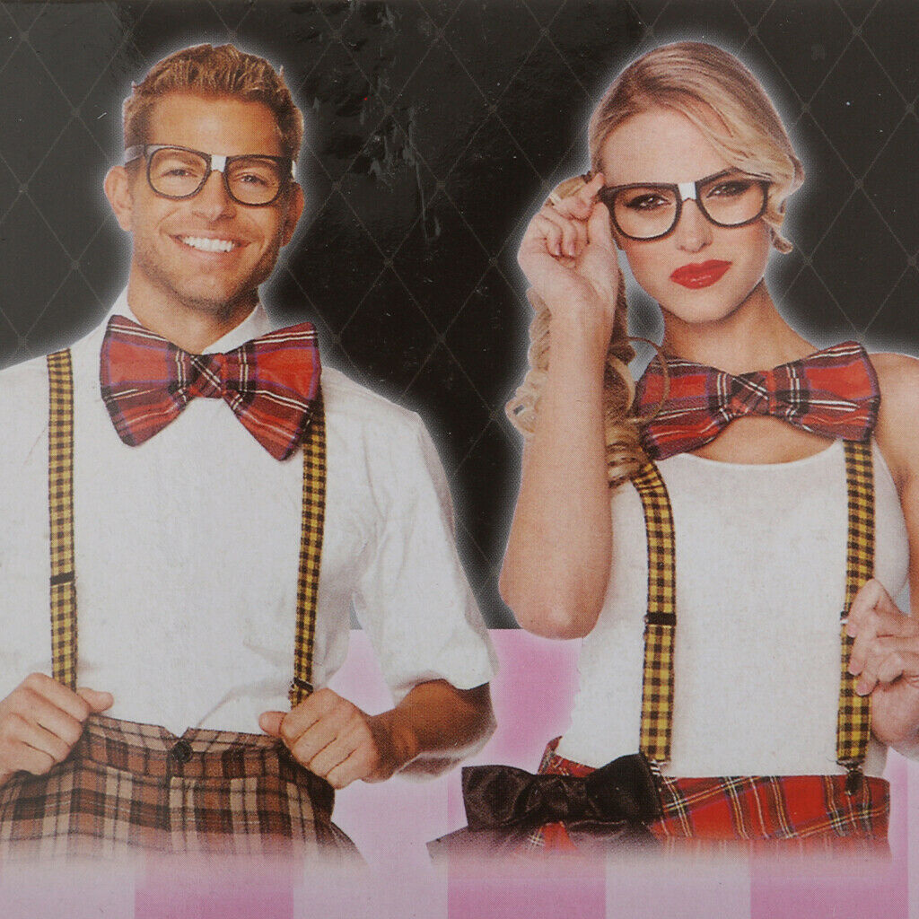 Fancy Bow Ties Black Fun Glasses Nerd Geek Costume Set  Fancy Dress Party