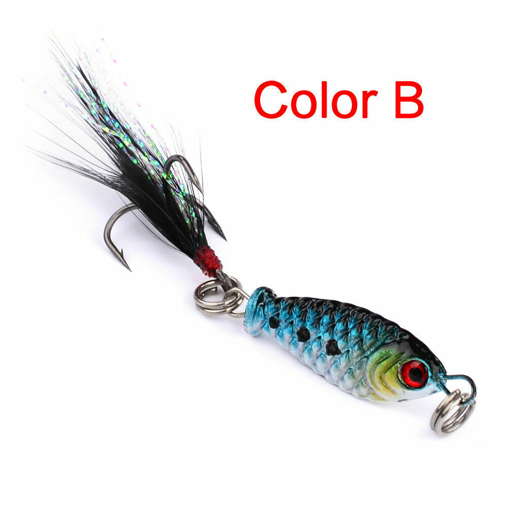 4X Hard Metal Fishing Lures Small Minnow Lure Bass Crank Bait Tackle Hooks Hot