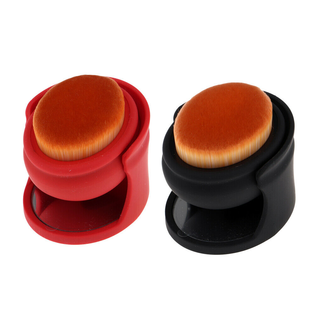 Foundation Makeup Brush Powder Eyeshadow Blush Brush with Base Mirror Black