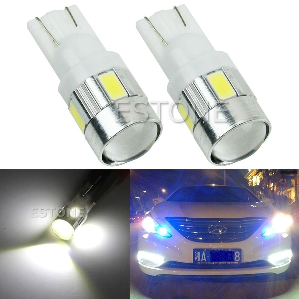 2 x White T10 W5W 5630 6-SMD LED Car Wedge Side Light Bulb Lamp 168 194 192 158