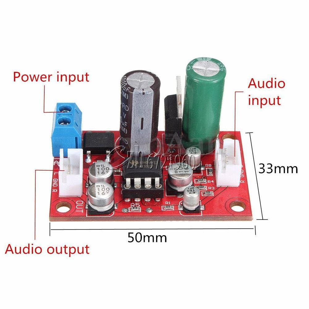 DIY NE5532 Dynamic Microphone Stereo Preamp Amplifier Board DC9-24V AC8-16V