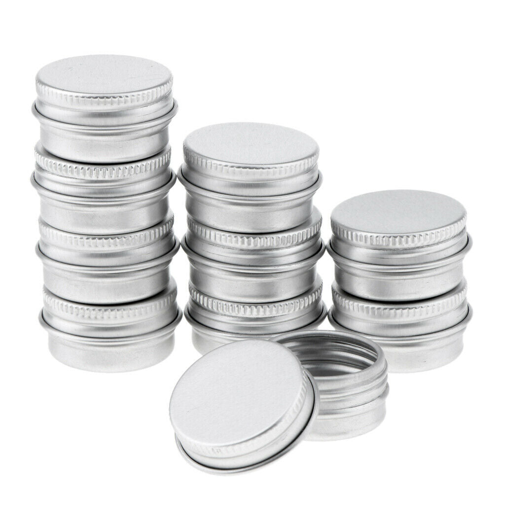 10x Lip Balm Tins Screw Lid Candles Mints Salves Beans Glitters Beads Jars