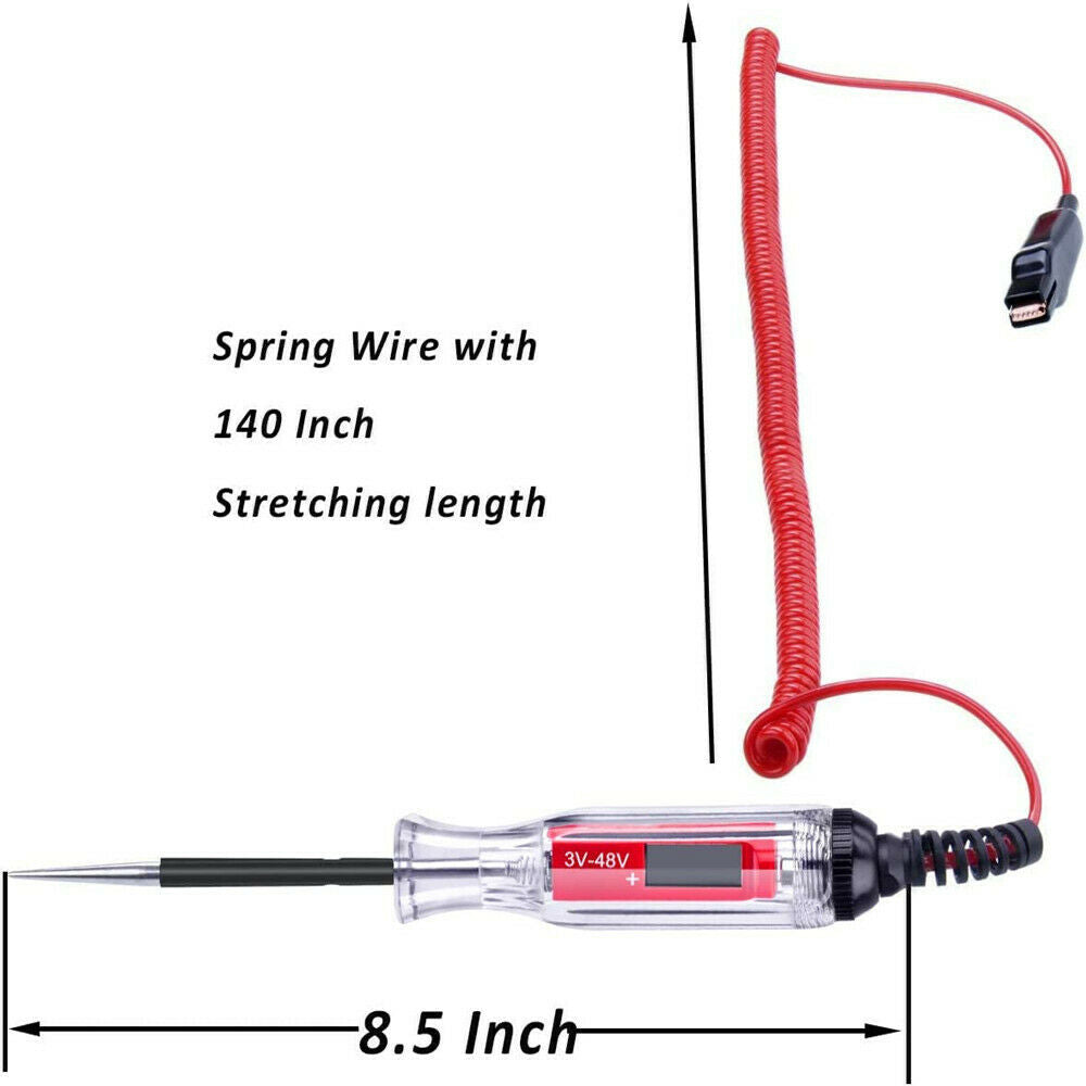 Car Truck Low Voltage Light Tester 3-48V Digital LCD Circuit Tester  Spring Wire