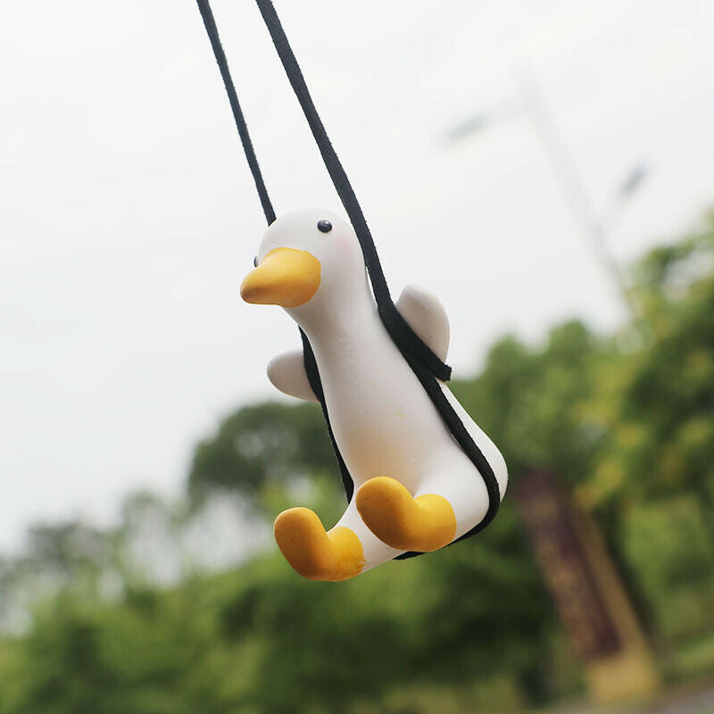 Cute Anime Car Accessories Swing Duck Pendant Auto Rearview Mirror Ornaments SJ