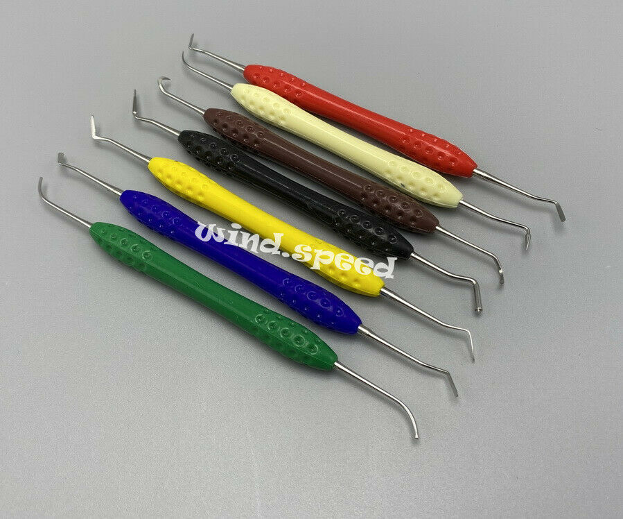 Dental Composite Filling Instruments Set of 7pcs Silicon Handle Double Ends Tool