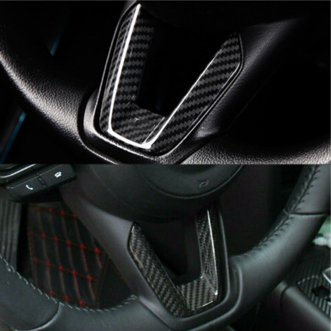Carbon Fiber Texture Steering Wheel Center Lower Trim Fit For Mazda 3 6 CX-5 CX9