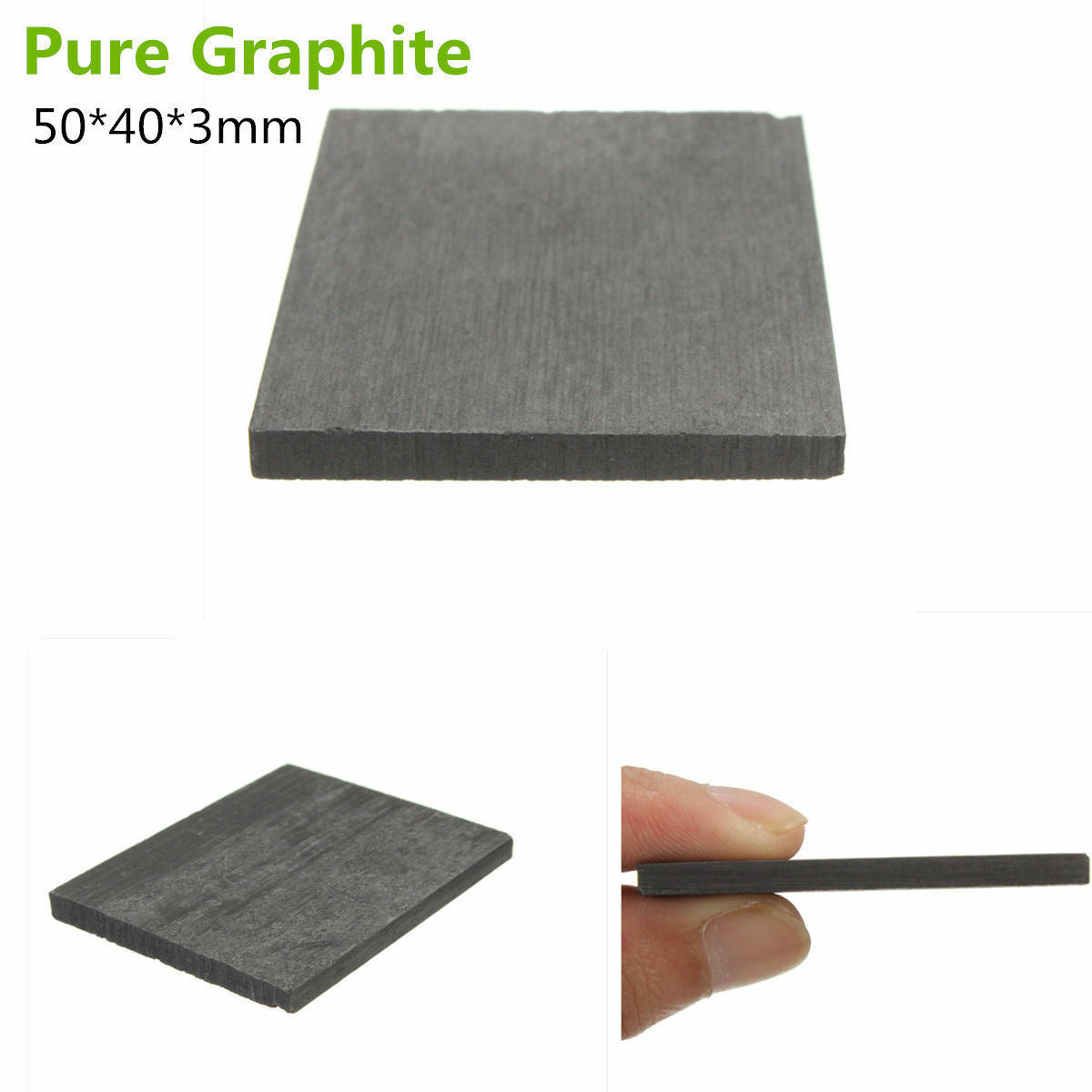 50mm*40mm*3mm99.99% Pure Graphite Electrode Rectangle Plate Sheet 5pcs