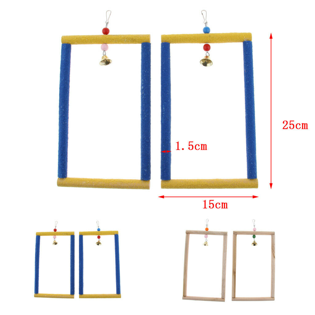 2x Pet Bird Cage Hanging Parrot Parakeet Stand Wood Swing Perch Ladder Sandy