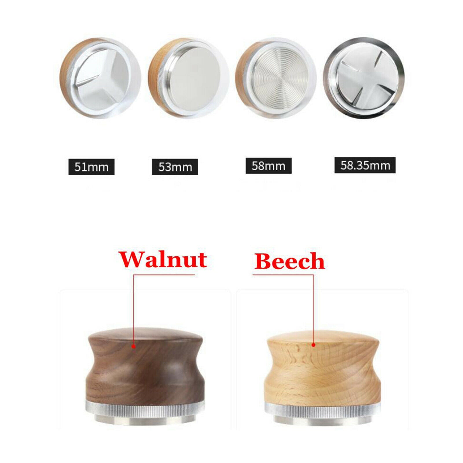 Espresso Coffee Tamper Wooden Handle Espresso Distribution Tool 53mm Style3