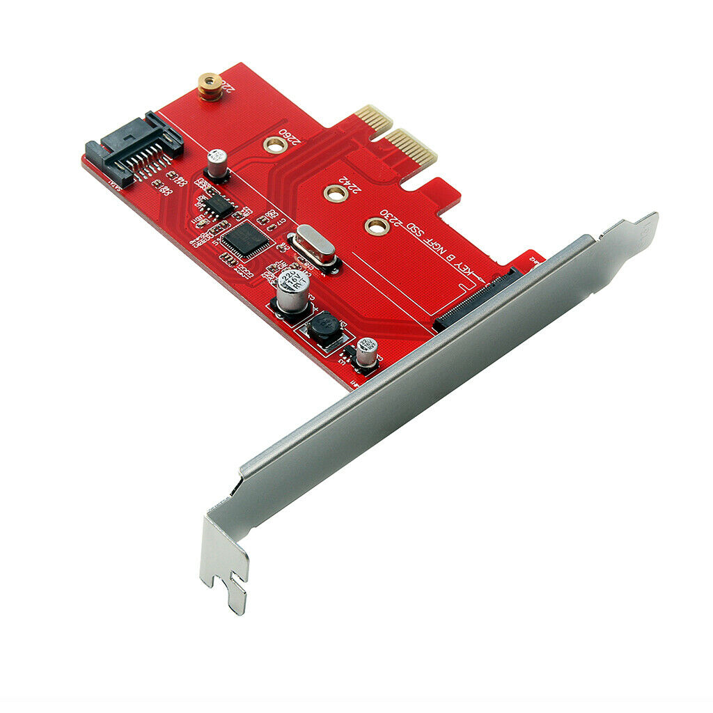 M.2 PCIe SSD to PCIe 3.0 X1 and M.2 SATA SSD to SATA III Adapter Card