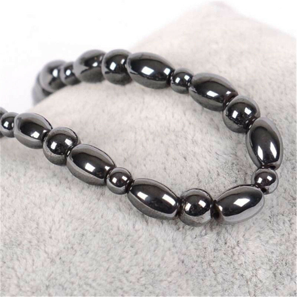 Unisex Barefoot Black Hematite Magnet Anklets Jewelry Round Bracelets Leg Chain