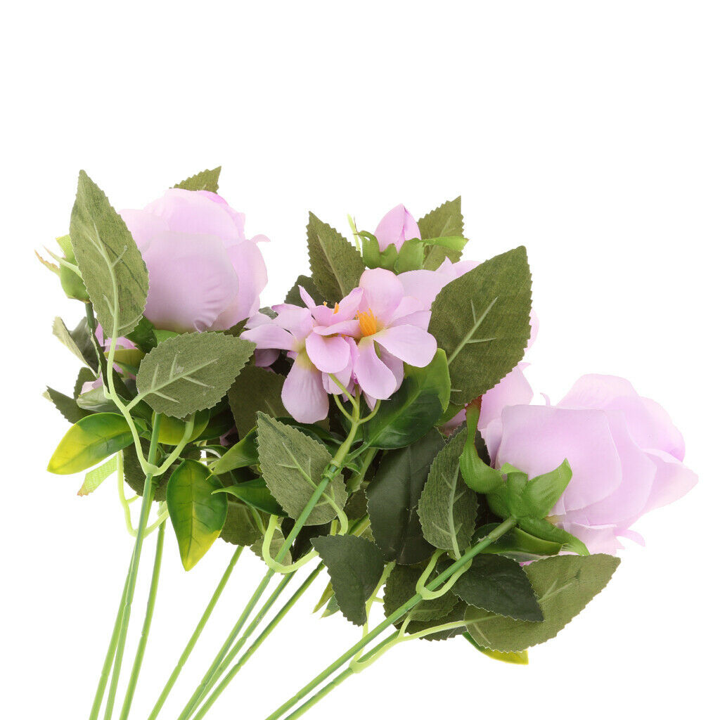 2 Pieces DIY Wedding Rose Silk Flowers 9 Head Arrangements Artificial