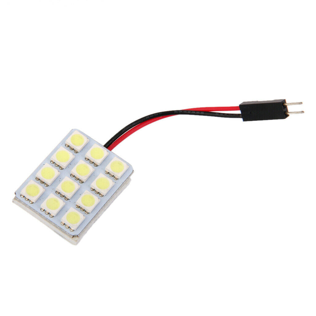 White 12 SMD LED Light Car Interior Light Panel Dome Bulb BA9S Adaptor Kit