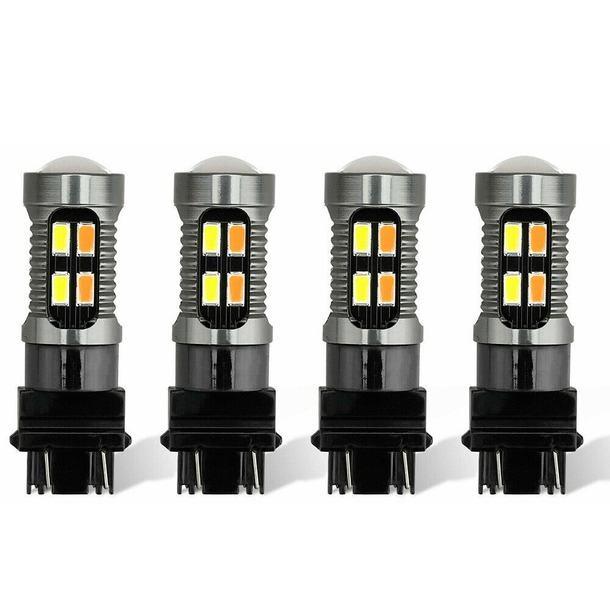 Error Free White/Amber 3157 LED DRL Switchback Turn Signal Parking Light Bulbs