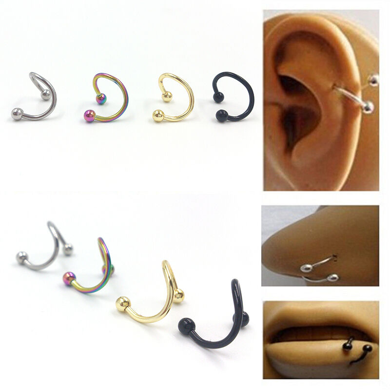 4x Stainless Steel Flexo Twist Helix Cartilage  Lip Nose Ring Earring Pier.l8