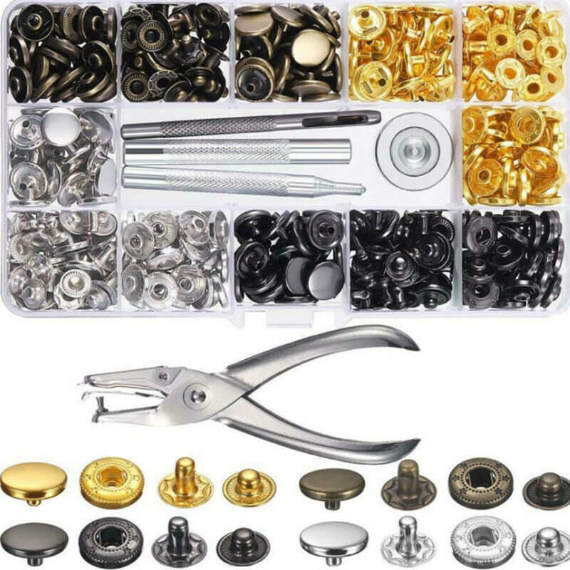 120pcs Leather Snap Fasteners Kit 12.5mm Metal Button Snaps Press St_AU