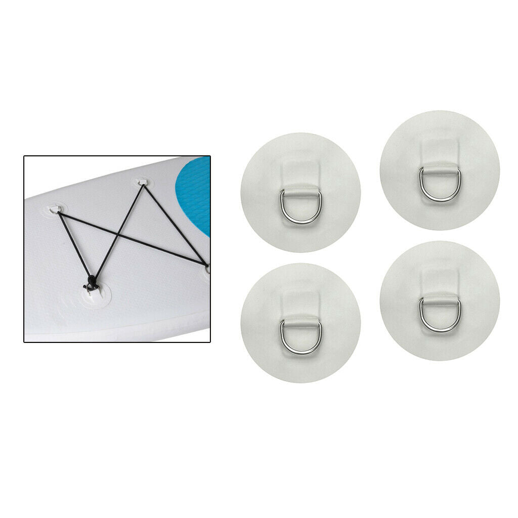 4pcs Stainless Steel D-Ring Pad Patch PVC Round For Inflatable Boat Raft Dinghy