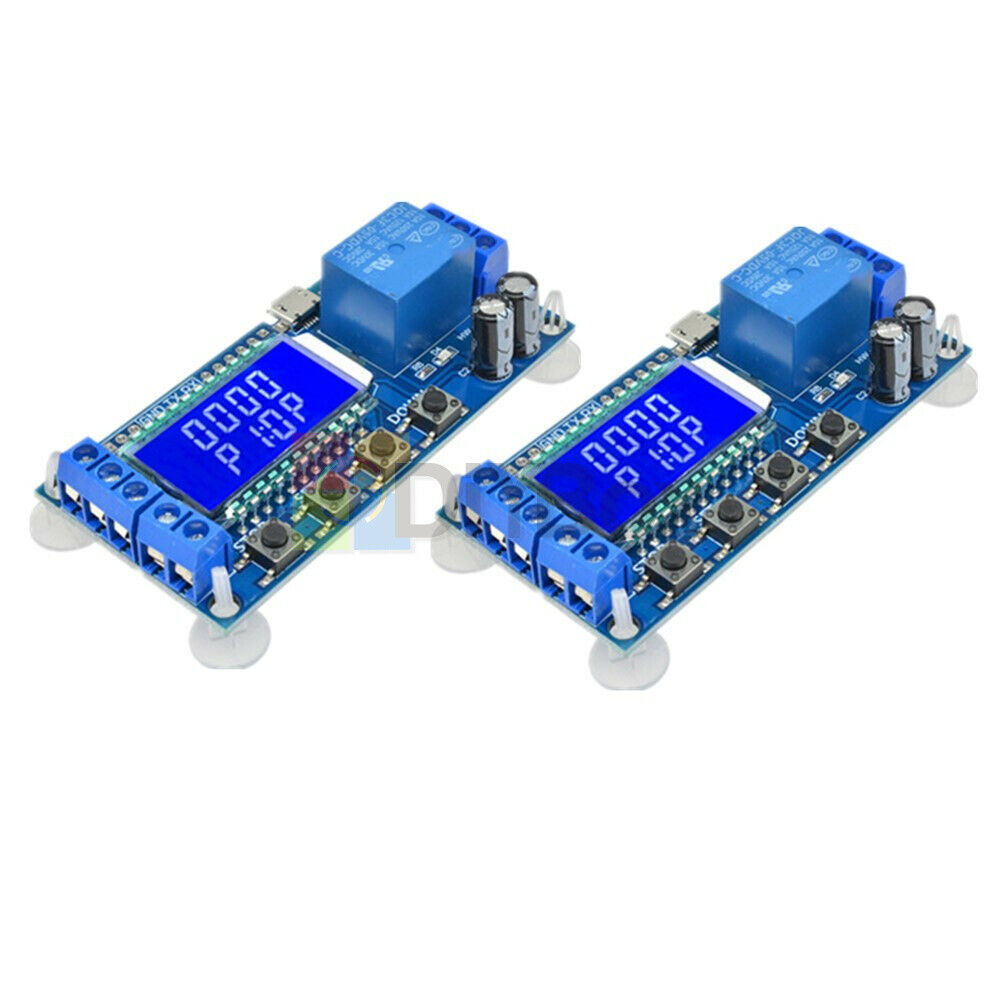 2PCS Micro USB Relay Module Delay Trigger Cycle Timer Circuit LCD Switch 6-30V