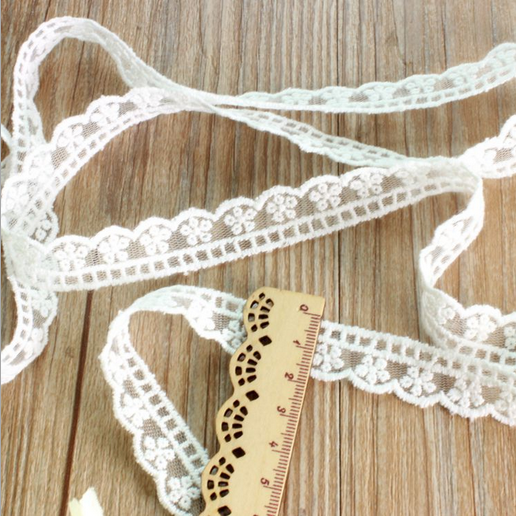 6 Yard lace Net embroidery flower Cotton Trim Wedding dress Ribbon Sewing Craft