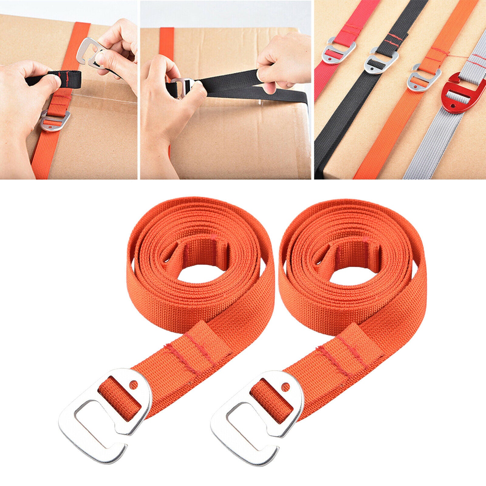 Duty Luggage Strap with Hook Suitcase Packing Belt Tie Down Straps 1m,Orange