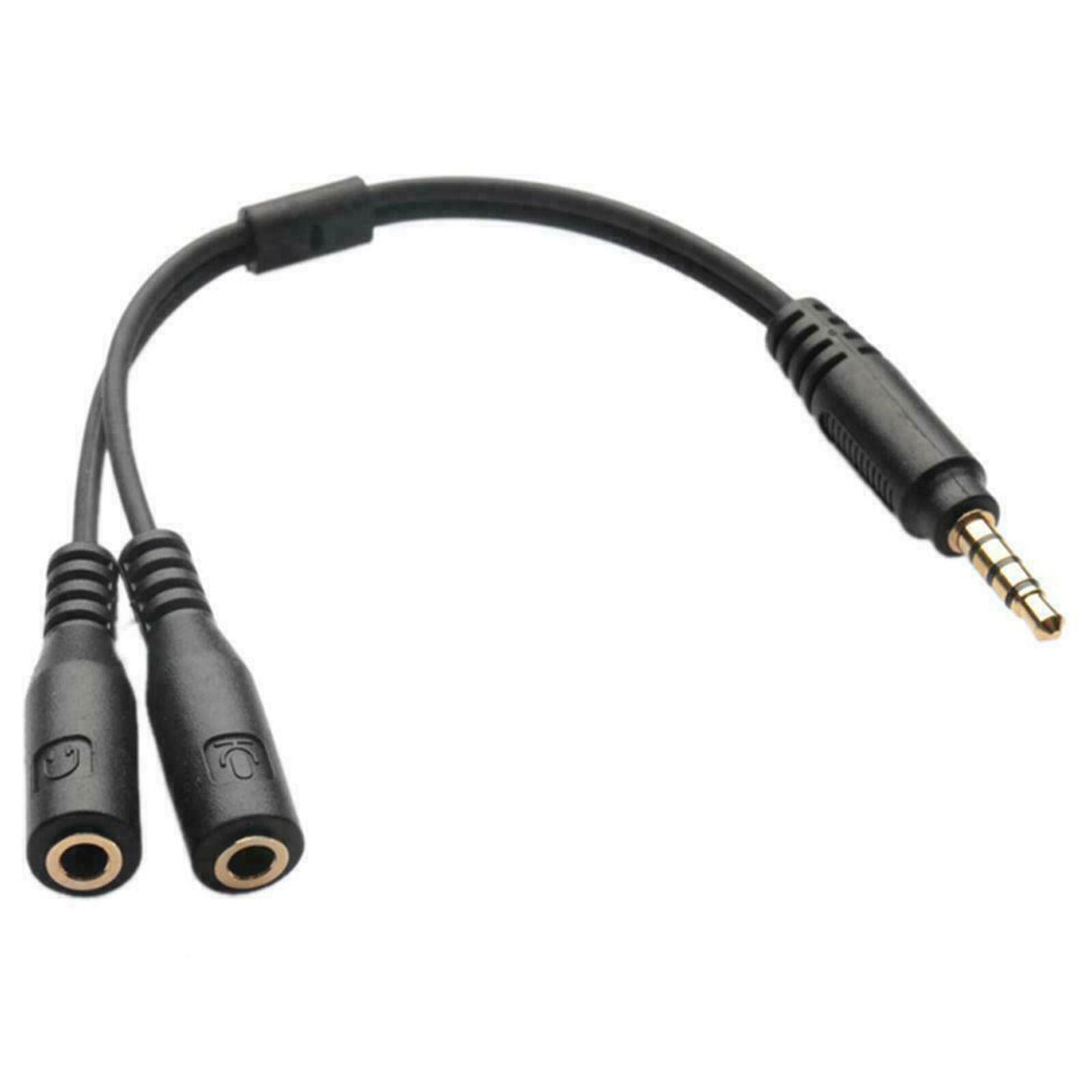 3.5mm Stereo Audio Male To 2 Female Headphone Mic Y Splitter Cable Cord Adapter