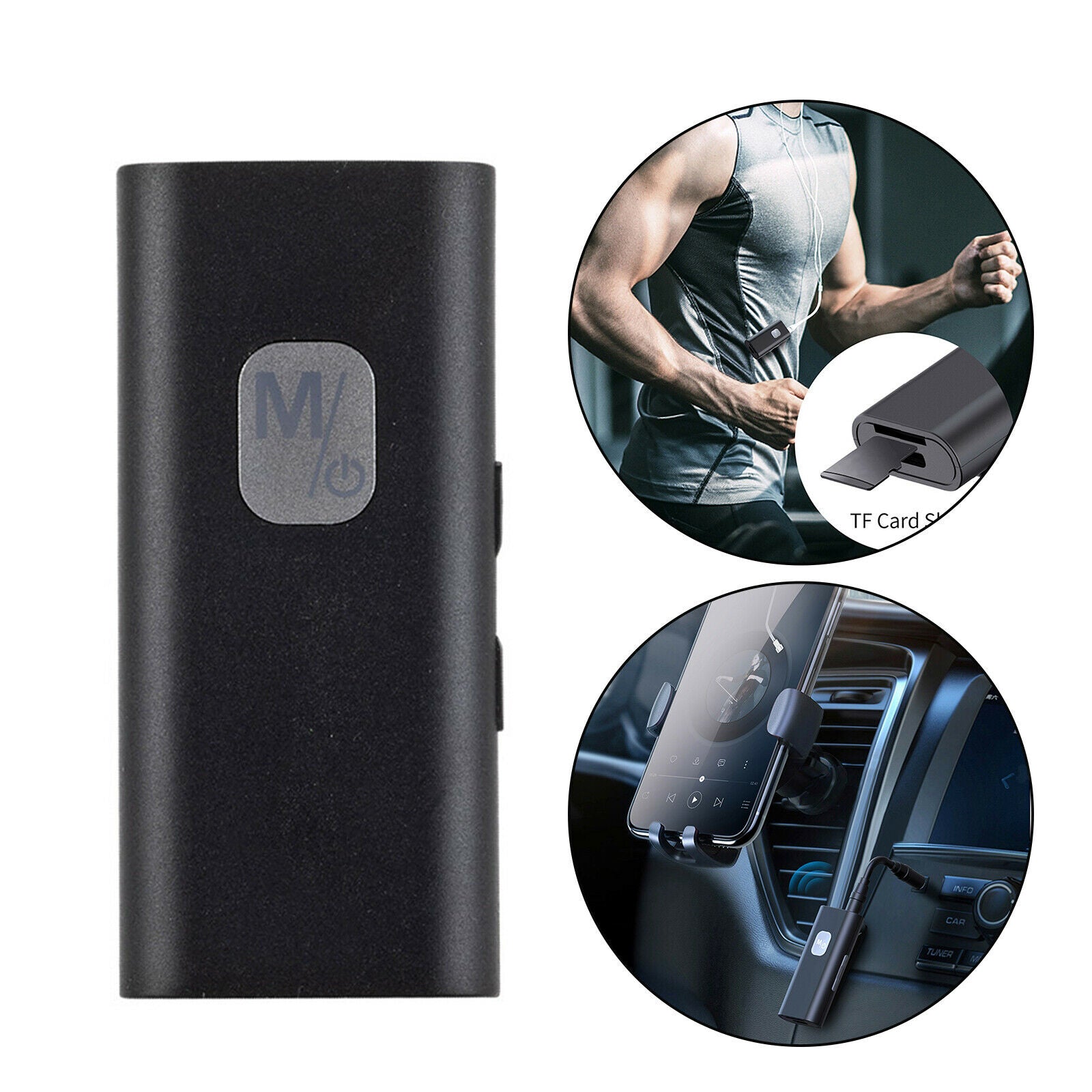 Bluetooth 5.0 Receiver Audio Connector with Mic for Car TV PC Play TF Card